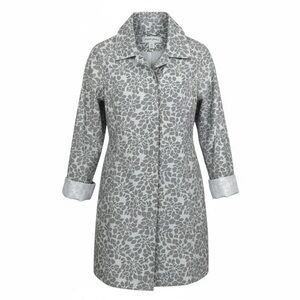 Eddie Bauer Gray Floral Women's Trench Coat Sz Small